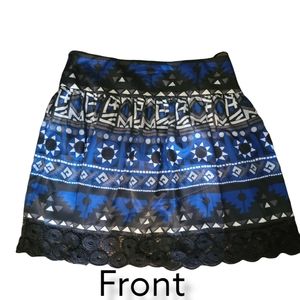 Nicole by Nicole Miller Satin Geometric Print Lace Edge Full Skirt Size 16